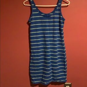 Blue and green striped dress